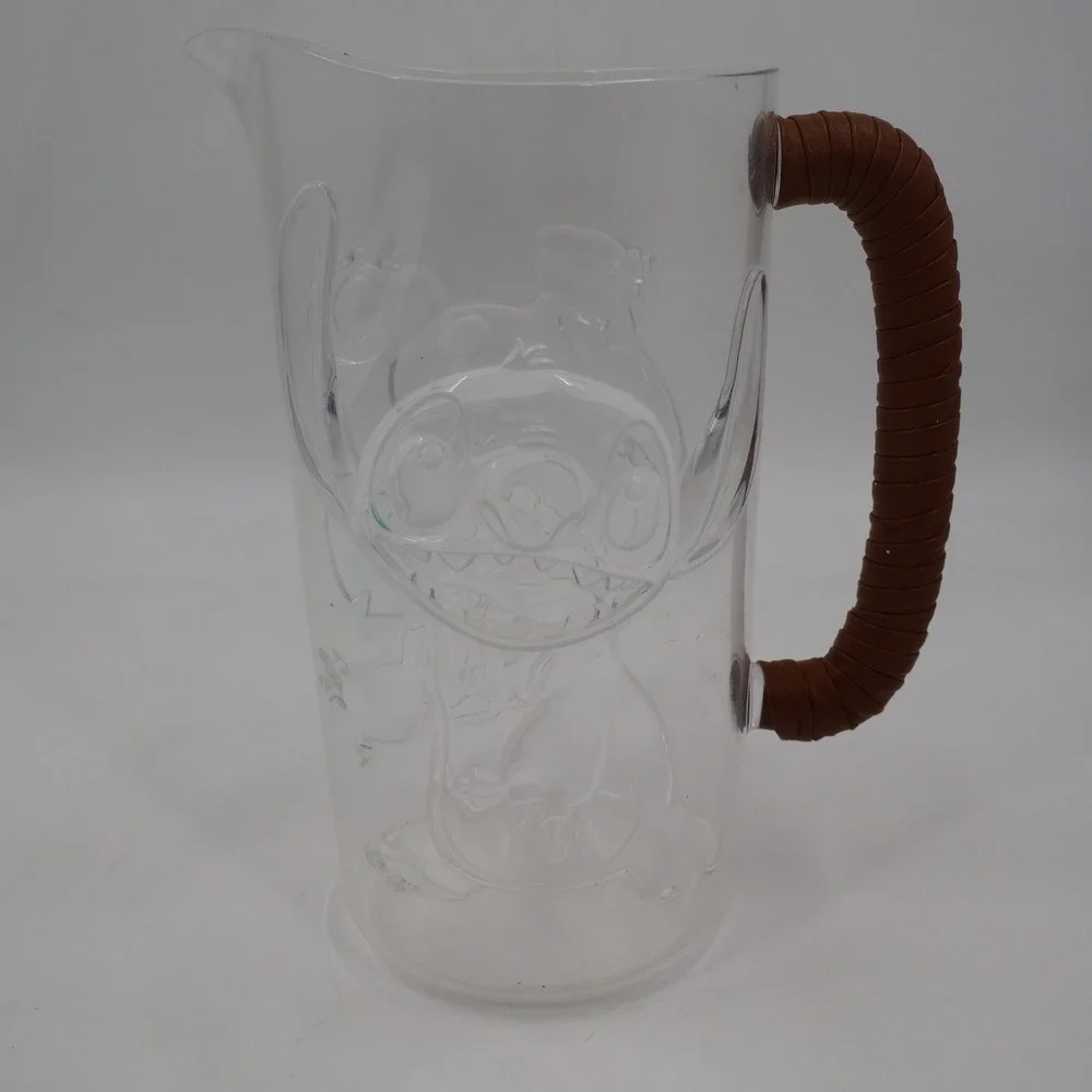 Disney Stitch Acrylic Pitcher Unisex OS Clear Embossed Faux Leather Handle 126oz